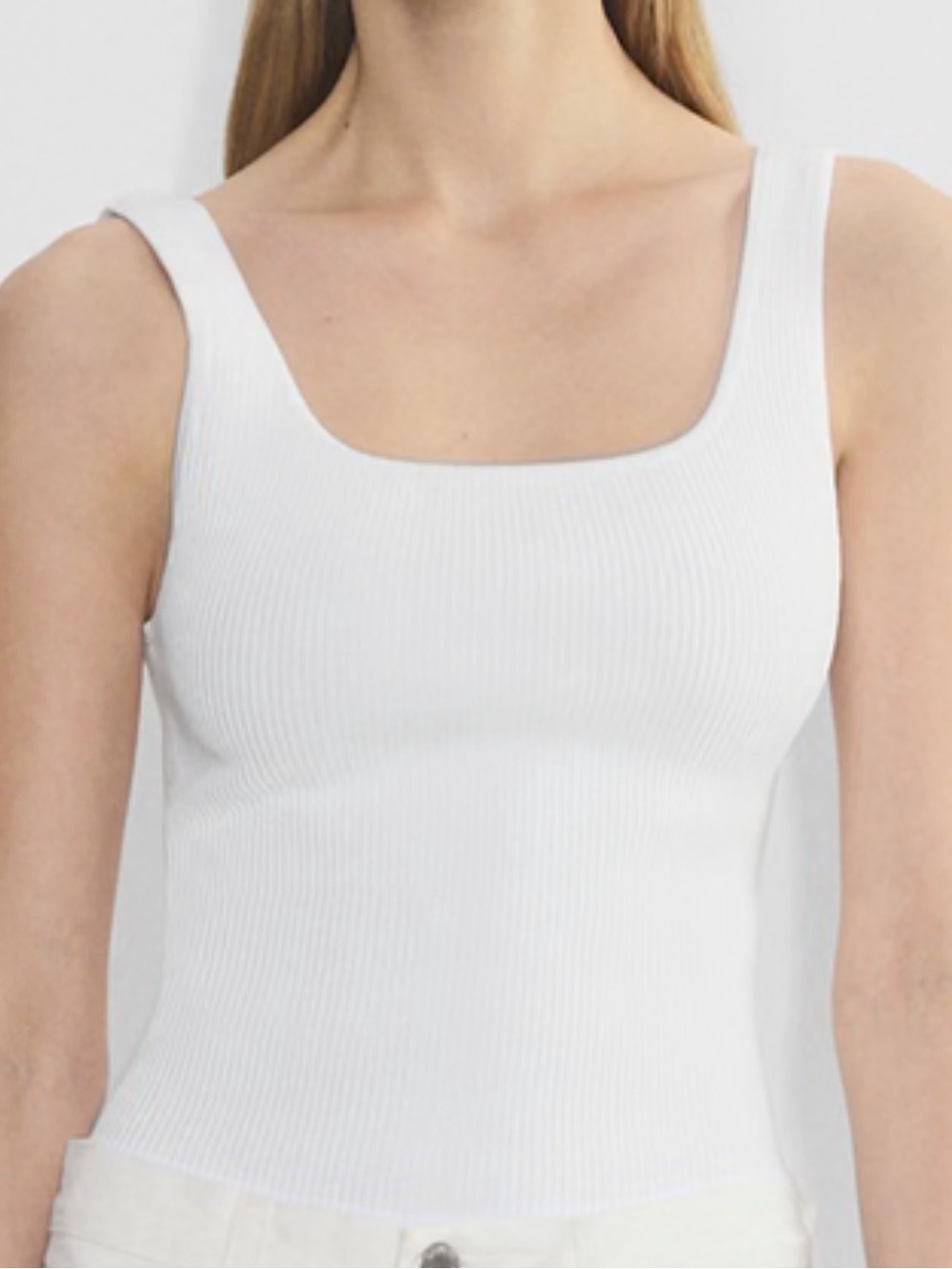 Aritzia White Ribbed Square-Neck Tank